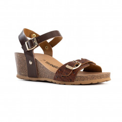 Braune Rizia Keilsandalen